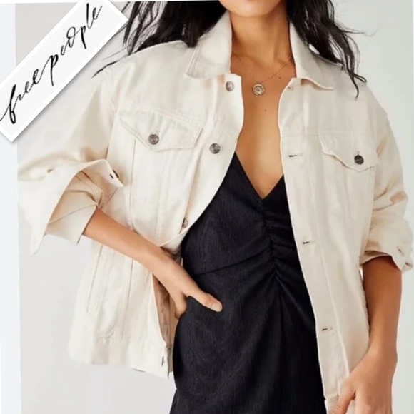Free People Jackets & Blazers - NWT Free People Jolene Trucker Denim Jacket in Ecru Size XS $128